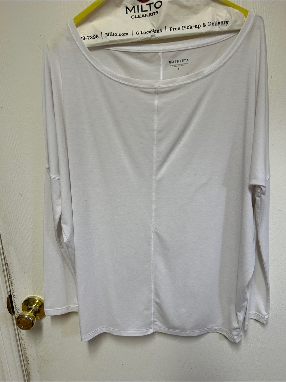 Athleta White Long-Sleeve Scoop Neck Tee